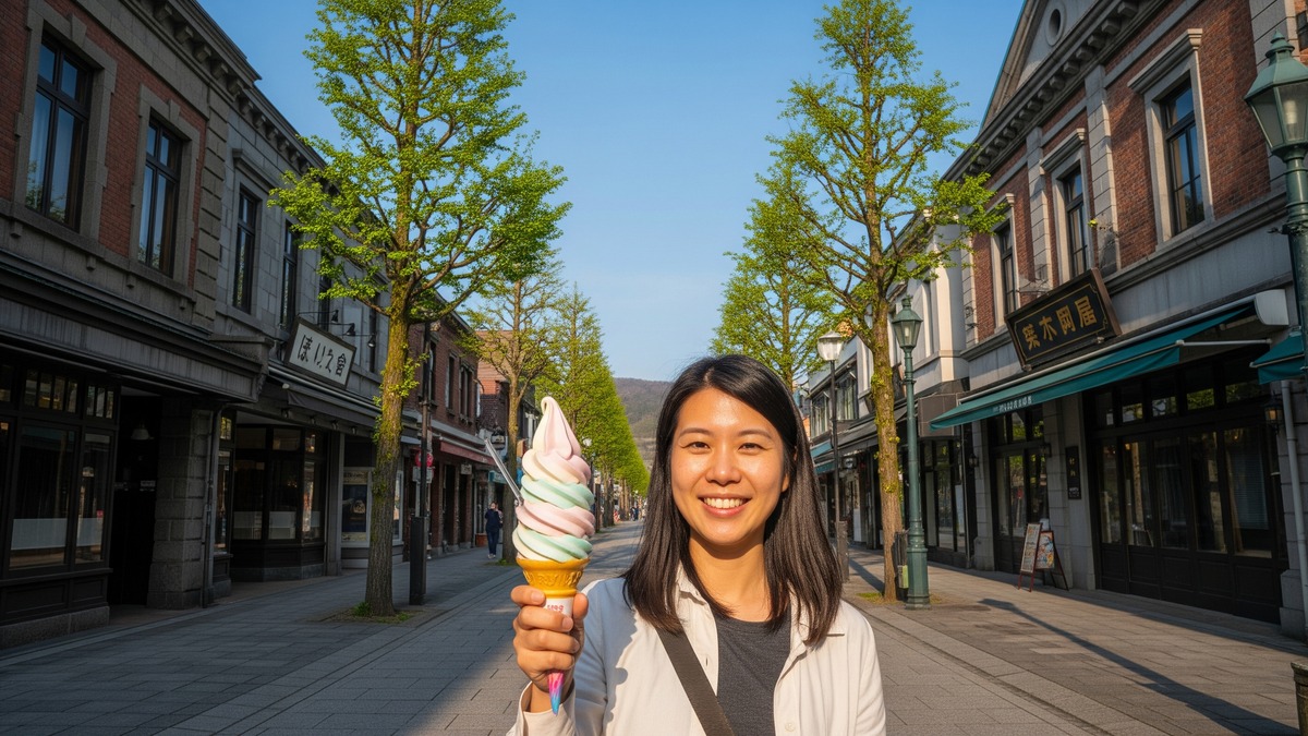Soft serve ice cream on Sakaimachi Street in Otaru
